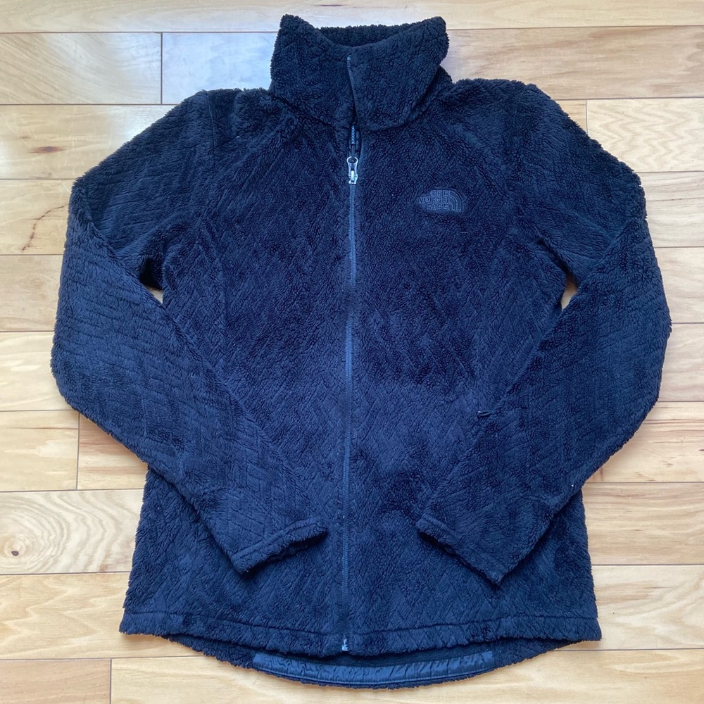 The North Face Sherpa Fleece Jacket Womens Sz S Black Full Zip High Pile Teddy